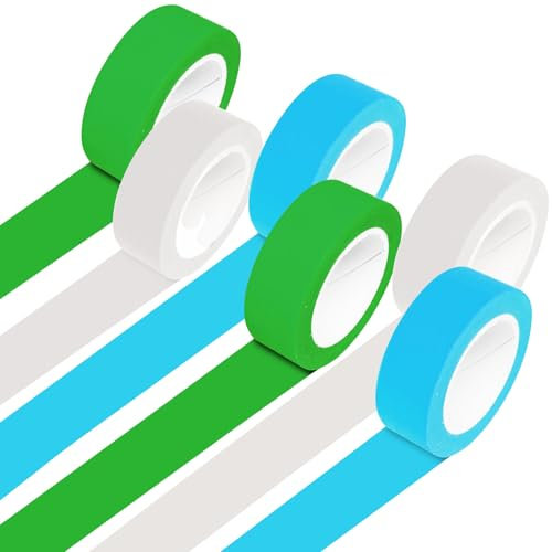 REJOECE 6 Rotoli di Nastro Adesivo Carta Colorato 2 cm x 20 m, Painting Tape, Nastro Carta Bianco, Blu, Verde per Fai Da Te, Decorazione, Materiale Artistico Divertente per Bambini, Artigianato