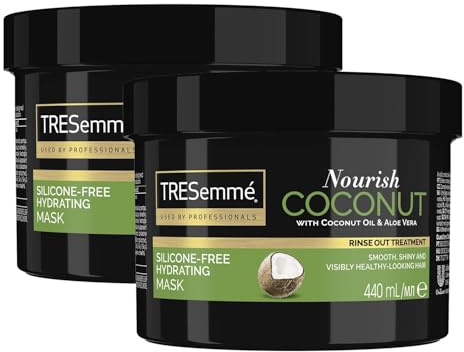 TRESemme Nourish Coconut Hydrating Mask Rinse-out Silicon-Free Hair Treatment with Coconut Oil and Aloe Vera for Smooth, Shiny and Healthy Looking Hair, 440ml Pack of 2