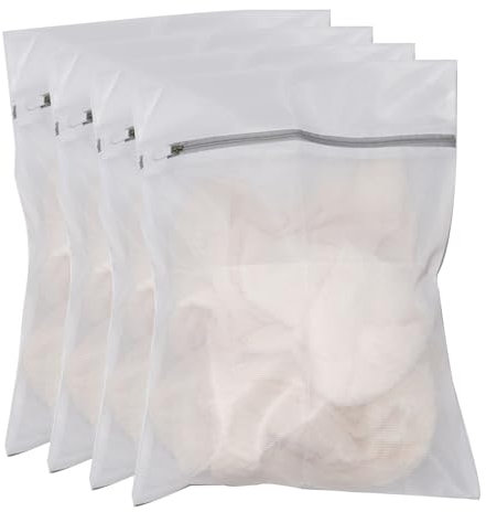 4 Pcs Mesh Laundry Bags 40x50cm Fine Mesh Laundry Bags with Zips Reusable Washing Machine Wash Bag for Clothes, Socks, Underwear, Bra