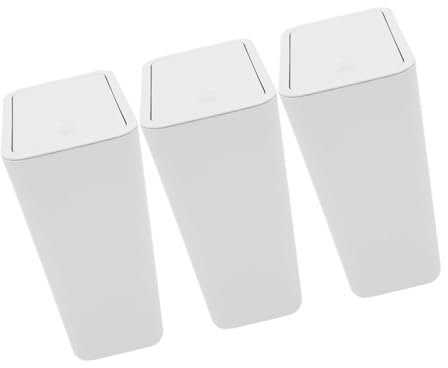 BUGUUYO Pack Schmale Mülleimer mit Pressdeckel aus Pp 9, 1 L Weiß