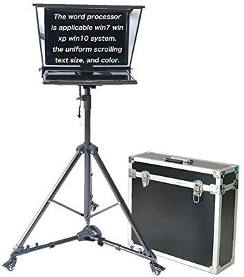 Teleprompter für Computer, Laptop, 55,9 cm (22 Zoll), großes tragbares Set mit Beamsplitterglas und Aluminium-Tragetasche für Video, Sprechen, Nachrichten, Live-Interview