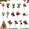 KAMEUN 14 Stück Künstliche Weihnachtsbeeren und Tannenzweige 20CM Groß Deko Zweige mit Roten Beeren Tannenzapfen Stechpalmenstiele| DIY Basteln Winterferien Blumenstiele für Weihnachtskränze