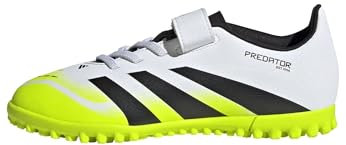 adidas Predator Club Hook-and-Loop Turf Football Boots Kids, FTWR White/core Black/Lucid Lemon, 3 UK Child