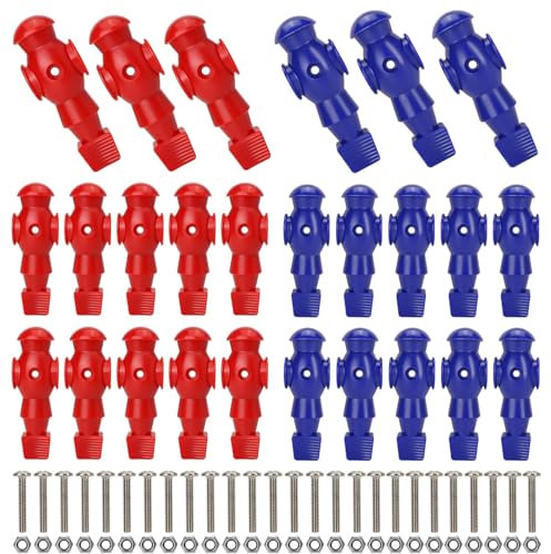 Tceapoo 26-teiliges Fußball-Ersatzteil, Fußballspieler-Set, Fußballspieler-Teile, Tischspieler, Fußball-Maschine, Zubehör, Ersatzteile (rot und blau)