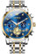 OLEVS Uhr Herren Multifunktions Chronograph Zweifarbige Edelstahluhr für Herren Blaues Wählscheibe Luxus Tourbillon Wasserdicht Quarz Uhr Analoge Leuchtende Elegante Kleid Rundes Herrenuhr