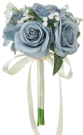 FLCPJGV Brautstrauß, Brautstrauß, Florale Mittelstücke, künstliche Blumen für den Brautparty-Antrag, Fotografie-Requisiten, Blau