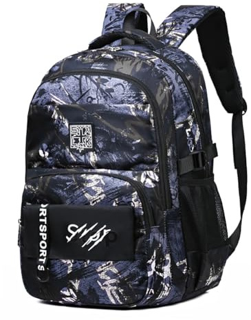 MATMO Kinder Camo Rucksäcke Graffiti Camouflage Rucksack Jungen und Mädchen Schulrucksack