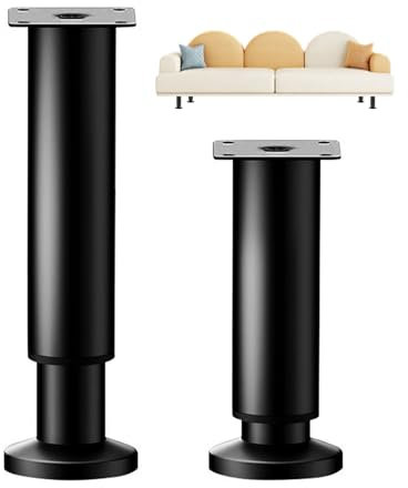 CANCYCC Lot de 2 pieds de meubles réglables en hauteur de 18 à 30 cm - En métal noir - Pour armoire, meuble TV, lit, canapé, table de chevet, chaise d'apprentissage, armoire de salle de bain