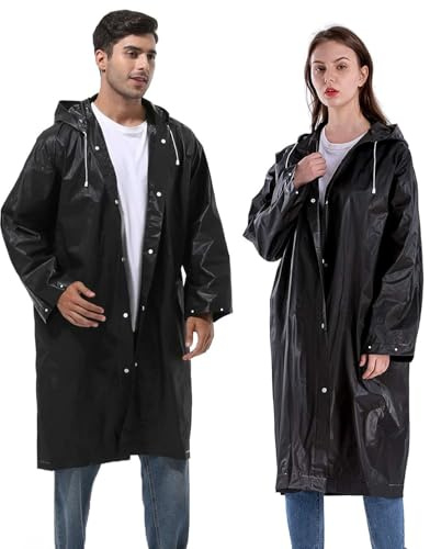 YingErTool Rain Poncho Raincoats, 2 Pcs EVA Reusable Rain Coat Jacket | Emergency for Women Men with Hood and Drawstring
