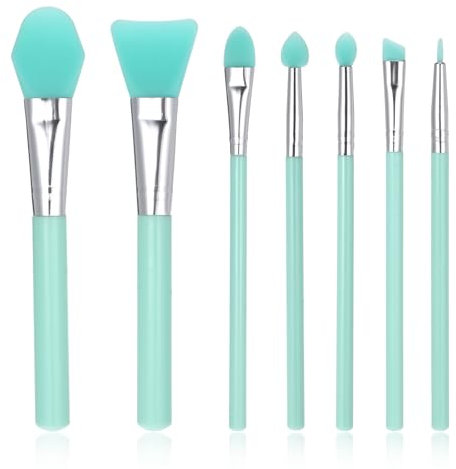 cobee 7 Pcs Silicone Brush Applicator Kit, Silicone Paint Brush Makeup Brush, Face Mask Applicator Jelly Brush Eye Cream Applicator Tool for Sleeping Mask, Mud Mask, Body Lotion And Body Butter(Green)