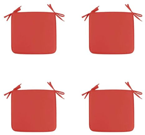 4er Set Sitzkissen 40 x 40 cm Stuhlkissen mit Bändern, Sitzpolster für Stuhl Weiches Stuhlauflage Sitzauflage Dekokissen für Innen- & Außenbereich (Rot)