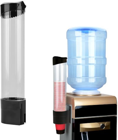 Uadme Becherspender für Pappbecher, Einweg-Becherhalter Wandmontage, One Touch Becherhalter für 60–80 Tassen, für Büro, Kaffee, Wasserkühler, Maschine, mit Staubdichtem Deckel, Schwarz
