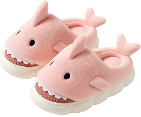 Flauschige Hai Hausschuhe – Haifisch Pantoffeln mit rutschfester Sohle & weichem Innenfutter - Gr. 34-44 Onesize (Rosa, EU Schuhgrößensystem, Erwachsene, Damen, Numerisch (von/bis), M, 38, 39)