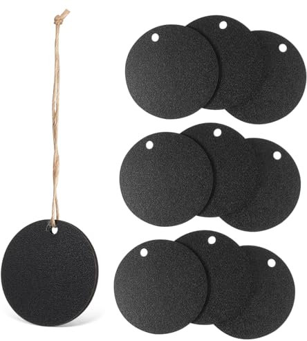 HOUDERCO Kleiner Kreidetafeln Rund 10 Stück Doppelseitig Beschreibbar Massivholz Mit Aufhängeseil Für Selbstgemacht Dekoration Hochzeit Party Geschenk