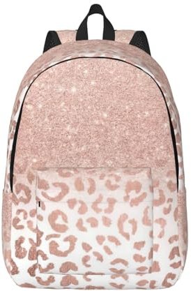 Yyoretp Zaini in tela alla moda casual con stampa glitter oro rosa, zaino sportivo leggero borsa multiuso da viaggio