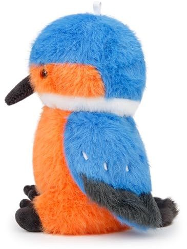 RLOMUTE Vogel Schlüsselanhänger Plüschtier Stofftier Spielzeug Abnehmbares Schlüsselband Schütteln, um ein Geräusch zu erzeugen kuscheliges für Geschenk für Kinder - Eisvogel