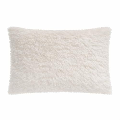 Luxuriöses Fellkisssen in Schaffell Optik Offwhite - – kuschelig weiches Fellkissen, pflegeleicht, dekoratives Sofakissen & Bettkissen für gemütliches Wohnzimmer, Fellimitat (50x70 cm)