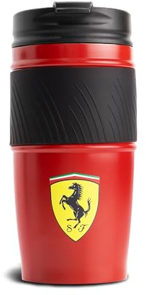 Ferrari Scuderia Mug isotherme logo – Rouge – 500 ml | Présente un badge Scudetto à la base, Conçue pour les fans de Scuderia Ferrari F1, Design et branding inspirés par l’équipe