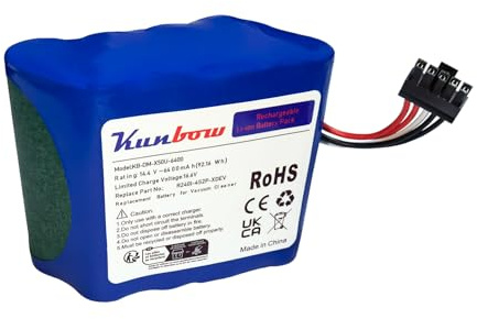 Batterie de rechange 6400 mAh pour robot aspirateur Dreame X50 Ultra Dreame X40 Pro Ultra (14,4 V/92,16 Wh).