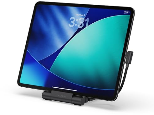 SATECHI OntheGo Hub USB C 7 in 1 e Supporto Pieghevole, HDMI 4K, Nero | HDMI 4K@60Hz, 100W, ricarica sicura, per tablet, laptop e smartphone fino a 13