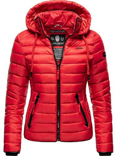 Navahoo Damen leichte Übergangsjacke Steppjacke mit Kapuze Lulana Rot Gr. S