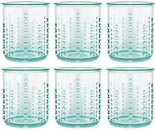Amici Home 7AJ723S6R Urchin Vaso de vidrio para beber doble de estilo antiguo, Copas, Vasos Cubata, 12 onzas líquidas, verde claro, reciclado