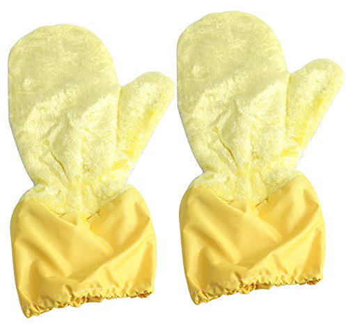 GangKun Fibra de bambú, lavavajillas, Guantes, Femenino, Cocina, además de Terciopelo, Duradero, Resistente al Agua, tazón de Cepillo, Toalla, Trapo, hogar, Estropajo, desengrasado@Amarillo