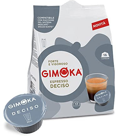 Gimoka Mélange Espresso Deciso intensité 13/13-64 Capsules - Compatibles avec les machines à café de la marque Nescafé* Dolce Gusto* - Produit en Italie (lot de 4 x 16)