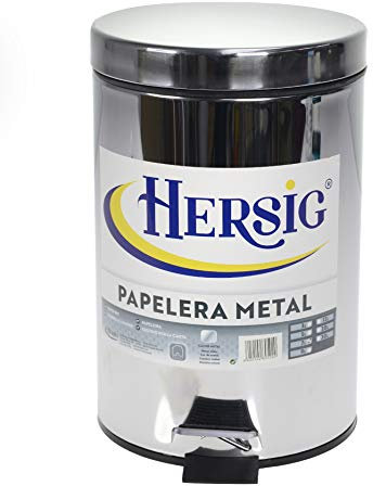HERSIG - Papelera con Pedal Metalica | Cubo de Basura con Pedal y Tapa - 7 L