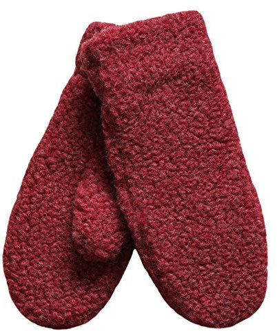 SamWo, Fäustlinge/Handschuhe aus 100% Merinowolle, wohlig warm (XS, weinrot)