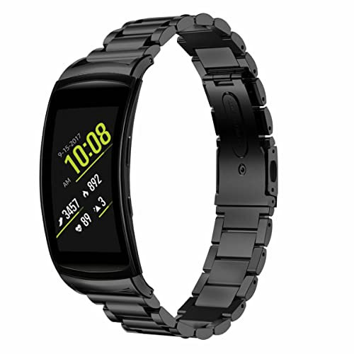 Strap-it Bracelet en Acier Inoxydable pour Samsung Gear Fit 2 / Samsung Gear Fit 2 Pro - Noir
