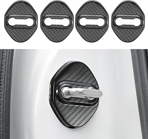 TOMALL 4pcs Car Door Lock Latches Cover for Honda Accord Civic CR-V XR-V HR-V UR-V Odyssey Crosstour Pilot Vezel Stainless Steel Car Door Lock Protector Sports Style Accessories (Carbon Fiber)