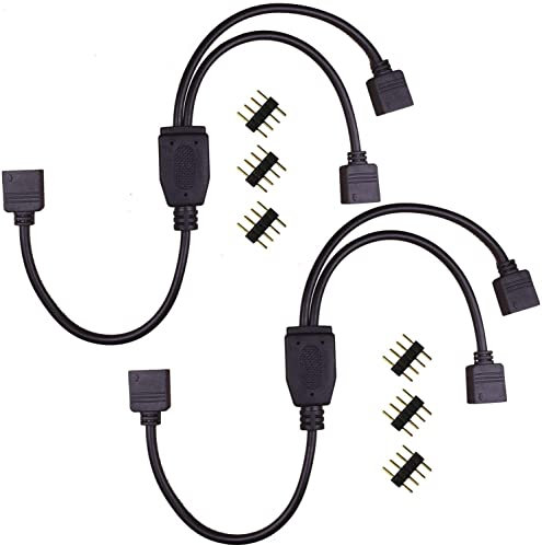 PAUTIX 2-Pack 4 pin 1 to 2 LED Strip Splitter Cable CCT cob led Strip RGB 5050 LED Strip Connection Cable