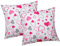Baumwoll Renforcé Kissenbezug - 2er Set in 40x40cm - Kleine und große Herzen - Kopfkissen-Bezug, Kissenhülle, Dekokissenbezug aus 100% Baumwolle, Kinder (550/1-40x40)