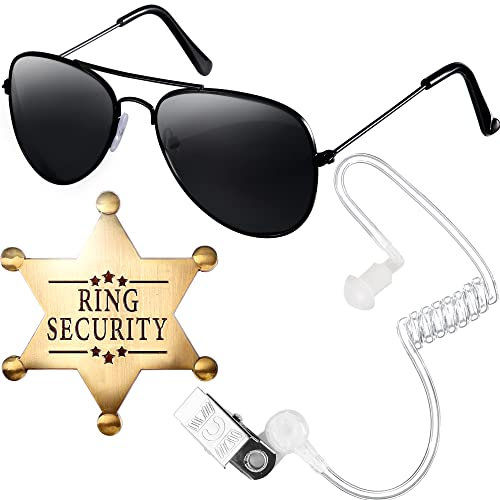 Ringträger, Geschenk, Ringsicherheit, Hochzeit, Sonnenbrille, Sicherheitsabzeichen und FBI-Ohrstück, Cosplay für Ringträger, Antragskissen-Set