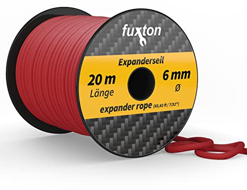 fuxton Gummiseil 5 mm 20 m rot, elastisch (Expanderseil, Gummiband, Gummischnur, Gummileine, Gummikordel, Planenseil, Spannseil, Seil Plane)