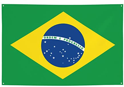NIBABAEU Striscione decorativo per casa, giardino, cortile, stampa bandiera del Brasile, festa di benvenuto per vacanze, prato, decorazione da appendere per feste di compleanno, sfondo 120 x 180 cm
