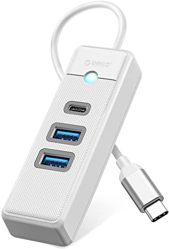 ORICO USB C Hub, 3 Ports USB Verteiler mit 2 USB A und 1 Typ C für Laptop, Handy, Tablet mit 0,15m Kabel, kompatibel mit Mac OS 10.X und höher, Linux, Android, Weiß