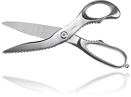 TONMA JP Kitchen Shears Heavy Duty [Made in Japan] 9.5 Inches Sharp Stainless Steel Come Apart Kitchen Scissors All Purpose for Poultry, BBQ Meat, Chicken, Herbs, Right Handed Only
