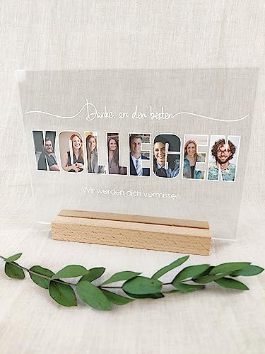 Kollegen Geschenk - Foto Acryl Tafel - Personalisierte Geschenke, Abschied Kollege, Abschiedskarte Kollegen, Abschiedsgeschenk Kollegen, kleine Aufmerksamkeit für Kollegen, bester Kollege