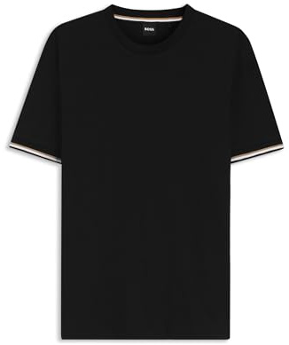BOSS Herren Thompson 04 T-Shirt aus Baumwoll-Jersey mit Signature-Streifen an den Bündchen