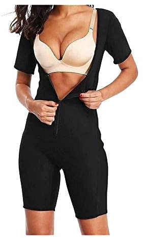 NIULI Damen Neopren Abnehmen Heißen Sauna Schwitzanzug Ärmeln Für Gewichtsverlust,Jumpsuit, Saunaanzüge Für Damen (Color : Noir, Size : XL)