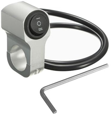 CGEAMDY Interruptor Faro Moto, Interruptor Luz Freno Antiniebla Aleación Aluminio, Resistente a La Intemperie, Pulsador Manual, Plata