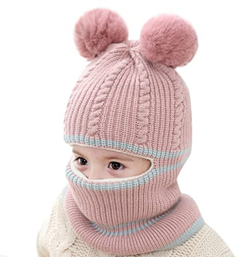 XIUH Kinder Wintermütze Schals Ohrenklappe 2 In 1 Jungen Mädchen Kleinkinder Beanie Warme Mütze Mit Ohrenklappen Halswärmer Kinder Wolle Kinder Beanie Mädchen 2-6 Jahre