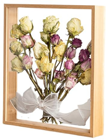 Cadre photo de 20,3 x 20,3 cm – Cadre photo 3D profond en bois à poser sur pied pour fleurs, artisanat, médaille d'art (bois, 20,3 cm)