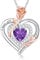 LAVUMO Halskette Damen Silber 925 Doppel Herz Rose Blume Kette Damen Geburtsstein Halsketten Muttertag Geburtstag Valentinstag Weihnachten Schmuck Geschenke Frauen Mama (Silber-Gravur-02-Februar)
