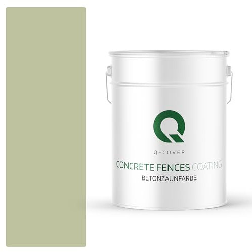 Q-COVER Betonzaunfarbe | 10L | Apfelgrün | Silikon Farbe | Außen | Betonfarbe | Hydrophobe Farbe | Acrylat Dispersion | Betonzäune | Betonelemente