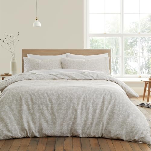 Bianca Shadow Leaves 200 Thread Count Cotton King Duvet Cover Set with Pillowcases Natural
