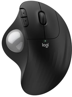 Logitech Ergo M575S Wireless Trackball Mouse, Wireless Ergonomic Mouse with Bluetooth and Encrypted Dongle, Comfortable Thumb Control, Precise and Smooth Tracking, for PC/Mac - Black Silver Ball