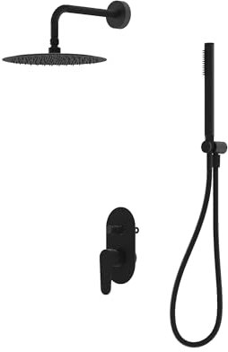 Lavita Cetus Matt Schwarz Unterputz-Duschset Duschen Komplette Dusche Duschgarnitur mit Regendusche Duschbrause Set Armatur Modernes Design